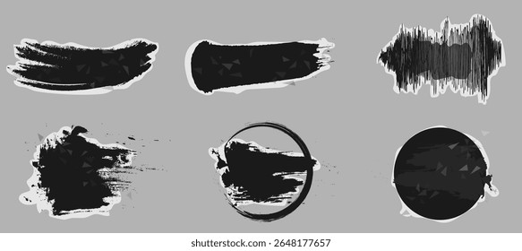 Black Grunge Brush Stroke Text Box Elements and Design Kit