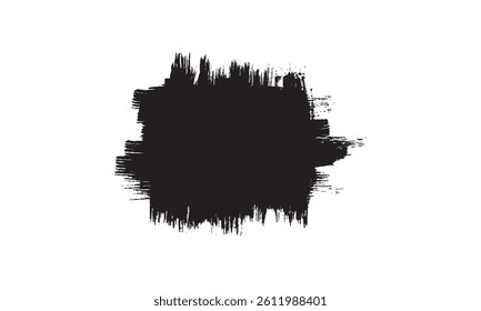 Black Grunge Brush Stroke Texture – Abstract Ink Splash on White Background	
