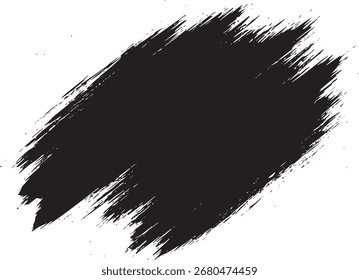 Textura negra del trazo del cepillo del grunge con los bordes ásperos y la salpicadura de la tinta aislada en el fondo blanco