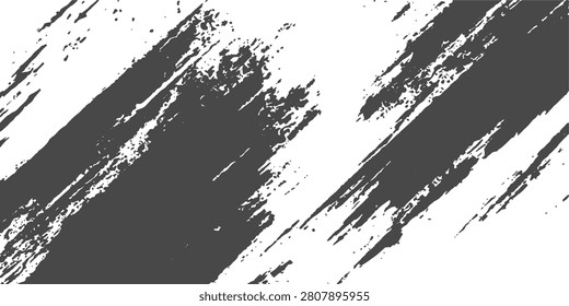 Black Grunge Brush Stroke Texture Background. Bold distressed paint sweep pattern with dramatic diagonal brush streaks. High contrast abstract design.