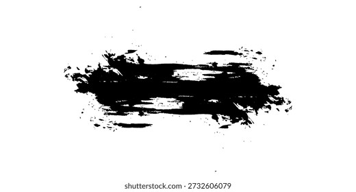 Schwarzer Grunge-Pinselstrich auf weißem Hintergrund