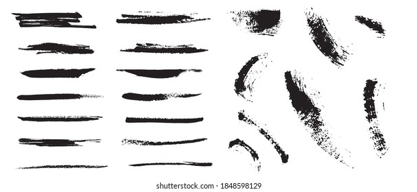 Juego de trazos de pincel de grunge negro, vector