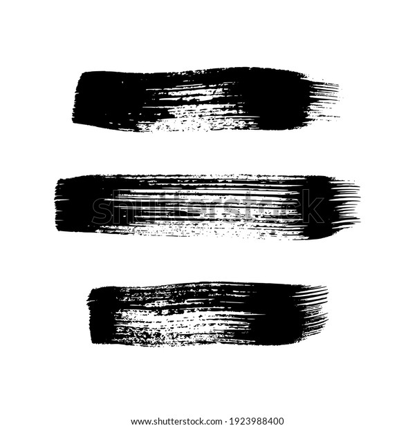 Black\
grunge brush strokes. Set of three painted ink stripes. Ink spot\
isolated on white background. Vector\
illustration
