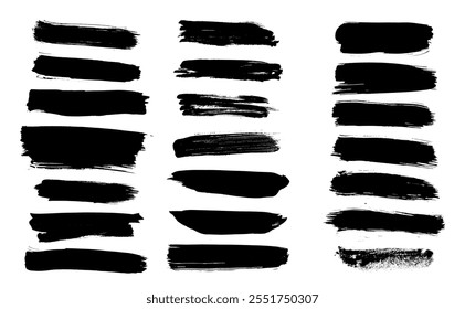 Black Grunge Brush Strokes - Vector Pack, Texture Brush Strokes for Digital Art