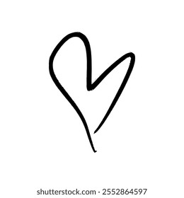 Black grunge brush vector hand drawn symbol cute heart illustration clipart. Love Valentine symbol. Decor element for logo, label, emblem, poster, postcard, nail sticker, t shirt and more ideas