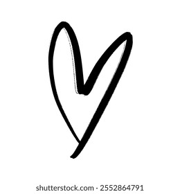 Black grunge brush vector hand drawn symbol cute heart illustration clipart. Love Valentine symbol. Decor element for logo, label, emblem, poster, postcard, nail sticker, t shirt and more ideas