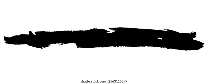 Black grunge brushstroke, isolated on white background. Trendy art element for creative design.