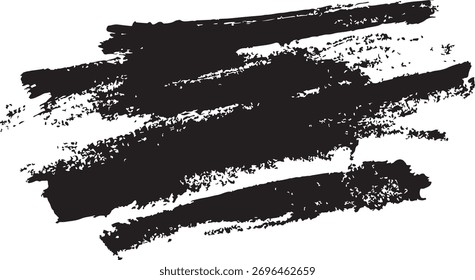 Textura de pincelada negra grunge, mancha de pintura afligida y raya de tinta sobre fondo blanco para Elementos de diseño abstractos.