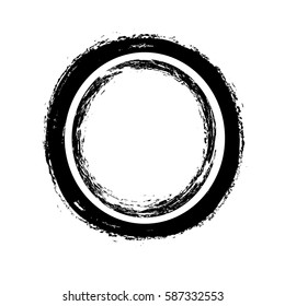 black grunge circle ink splash background, vector paint brush