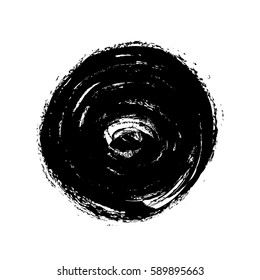 black grunge circle ink splash background, vector paint brush