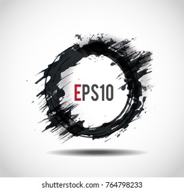 Black grunge circle with place for your text on white background. Vector illustration.