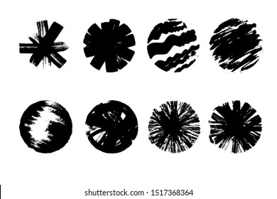 Black grunge circle. Round hand drawn textured shape.  