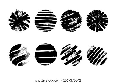 Black grunge circle. Round hand drawn textured shape.  