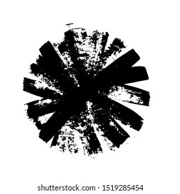 Black grunge circle. Round hand drawn textured shape.  
