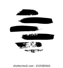 Black grunge circle. Round hand drawn textured shape.  