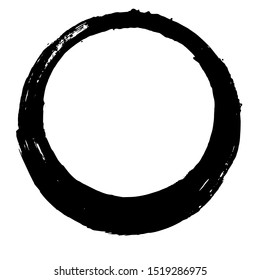 Black grunge circle. Round hand drawn textured shape.  
