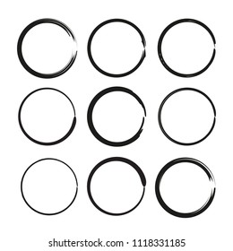 black grunge circle set