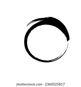 Black grunge circle vector image drawn on white paper