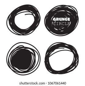 Black grunge circles.Set of marker round shapes.Vector illustration.