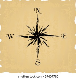 black grunge compass. Vector illustration