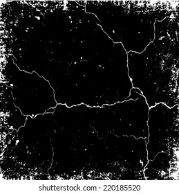 Black Grunge Crack Dirty Texture with Rectangle Distress Border Frame Banner . Rubber Stamp . Vector Illustration .