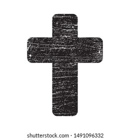 Black grunge сhristian cross vector isolated