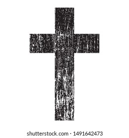 Black grunge сhristian cross vector isolated