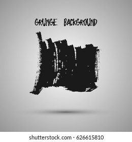 Black grunge design element, box, frame for text. Hand drawn brush strokes.