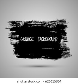 Black grunge design element, box, frame for text. Hand drawn brush strokes.