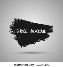 Black grunge design element, box, frame for text. Hand drawn brush strokes.