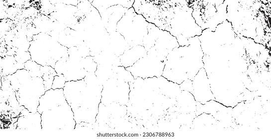 Black grunge effect on white background, cracked ground, ground  distress texture, damage texture, scratch texture, grunge texture for overlay design extra effect, 