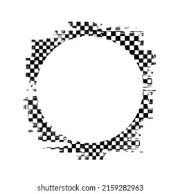 Black grunge elements with race circle flag frame isolated on white background