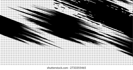 Black Grunge Expressive Brush Stroke Texture Background with Rough Distressed Paint Marks Design