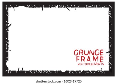 Black grunge frame. Abstract vector template with space for text