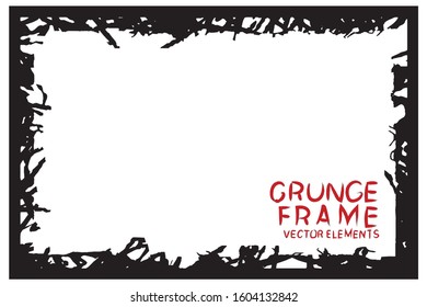 Black grunge frame. Abstract vector template with space for text