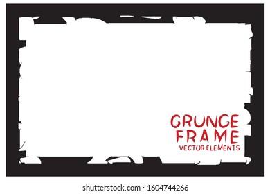 Black grunge frame. Abstract vector template with space for text