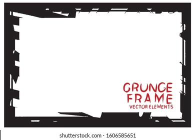 Black grunge frame. Abstract vector template with space for text