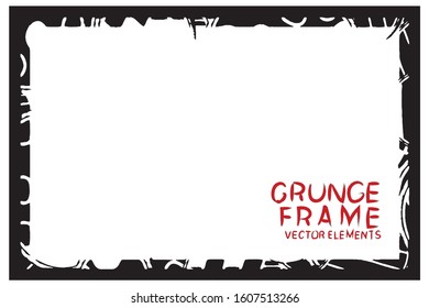 Black grunge frame. Abstract vector template with space for text