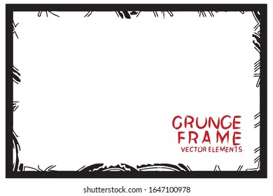Black grunge frame. Abstract vector template with space for text