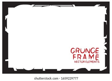 Black grunge frame. Abstract vector template with space for text