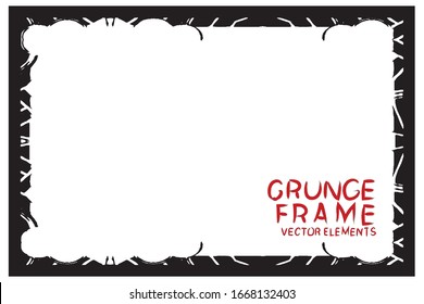 Black grunge frame. Abstract vector template with space for text