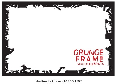 Black grunge frame. Abstract vector template with space for text