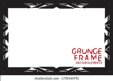 Black grunge frame. Abstract vector template with space for text