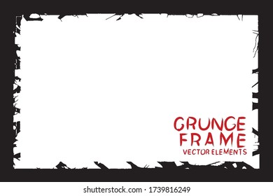 Black grunge frame. Abstract vector template with space for text