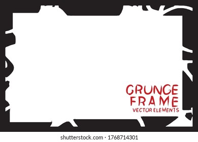 Black grunge frame. Abstract vector template with space for text