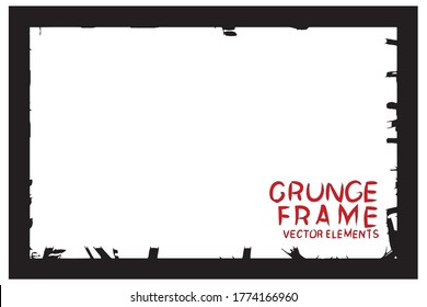 Black grunge frame. Abstract vector template with space for text