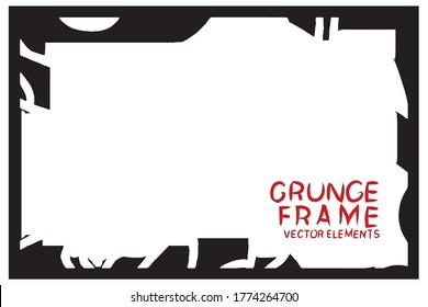 Black grunge frame. Abstract vector template with space for text