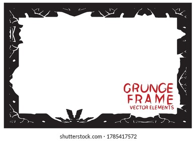 Black grunge frame. Abstract vector template with space for text