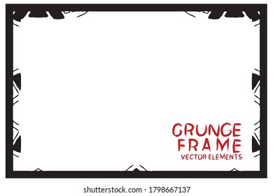 Black grunge frame. Abstract vector template with space for text
