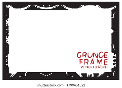 Black grunge frame. Abstract vector template with space for text